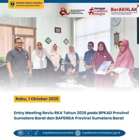 ENTRY MEETING REVIU RKA TAHUN 2026 PADA BPKAD PROVINSI SUMATERA BARAT DAN BAPENDA PROVINSI SUMATERA BARAT